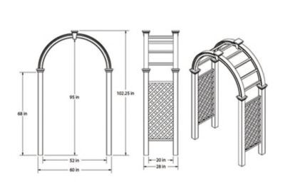 Image showing  60 in. x 28 in. x 102 in. Nantucket Legacy Vinyl Arbor with Trim, White