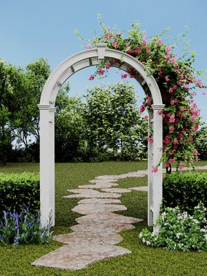 Image showing 2 th Vita 60 in. x 30 in. x 94 in. Nantucket Deluxe Vinyl Arbor, White