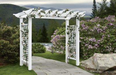 Image showing  88 in. x 32 in. x 87 in. Fairfield Grande Vinyl Arbor, White