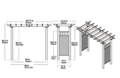 Image showing 7 th Vita 88 in. x 32 in. x 87 in. Fairfield Grande Vinyl Arbor, White