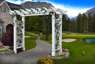 Image showing  88 in. x 32 in. x87 in. Fairfield Grande Vinyl Arbor with Trim, White