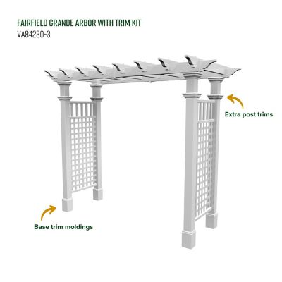 Image showing 6 th Vita 88 in. x 32 in. x87 in. Fairfield Grande Vinyl Arbor with Trim, White