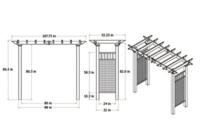 Image showing 7 th Vita 88 in. x 32 in. x87 in. Fairfield Grande Vinyl Arbor with Trim, White