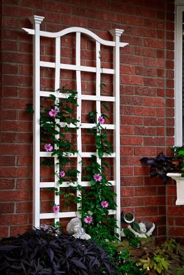 Image showing 2 th Vita 30 in. x 79 in. London Vinyl Trellis, White