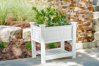 Vita PVC Classic Cambridge Raised Planter, 38 in. x 24 in. x 36 in., White