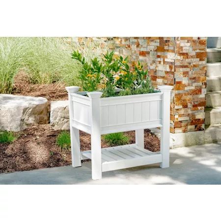 Vita 3.7 cu 38" x 24" x 36" Cambridge Classic PVC Raised Planter White Raised Garden Beds