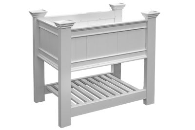 Image showing  3.7 cu. ft. PVC Classic Cambridge Raised Planter, 38 in. x 24 in. x 36 in., White