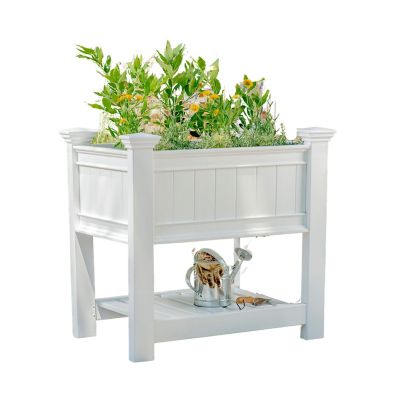 Image showing  3.7 cu. ft. PVC Classic Cambridge Raised Planter, 38 in. x 24 in. x 36 in., White