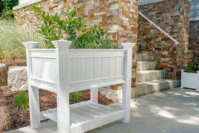 Image showing  3.7 cu. ft. PVC Classic Cambridge Raised Planter, 38 in. x 24 in. x 36 in., White