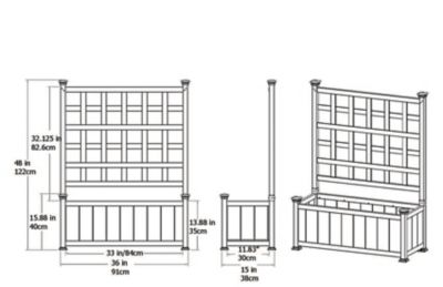 Image showing  3.1 cu. ft. Vinyl Classic Huron Planter with Trellis, 36 in. x 15 in. x 48 in., White