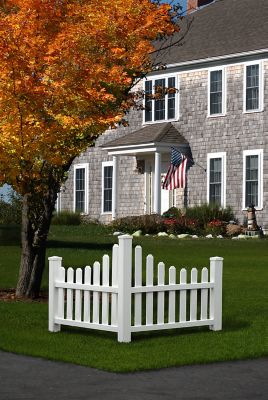 Image showing  4 x 4ft. Country Corner Vinyl Picket Fence, White