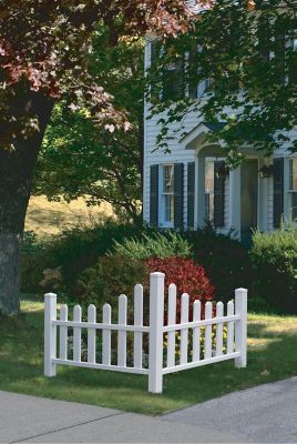 Image showing  4 x 4ft. Country Corner Vinyl Picket Fence, White