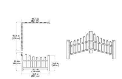 Image showing  4 x 4ft. Country Corner Vinyl Picket Fence, White