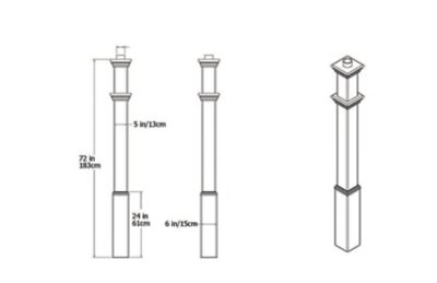 Image showing 5 th Vita New England Arbors Sturbridge Vinyl Lamp Post, White, 6 x 6 x 74in.