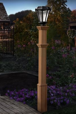 Image showing 1 th Vita Burton Embossed Vinyl Lamp Post, Brown, 6 x 6 x 74in.