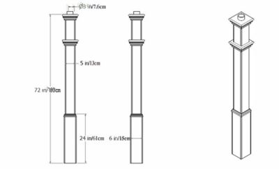 Image showing 6 th Vita Burton Embossed Vinyl Lamp Post, Brown, 6 x 6 x 74in.