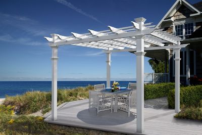 Image showing  120 in. x 120 in. x 108 in. Vinyl Venetian Pergola, White