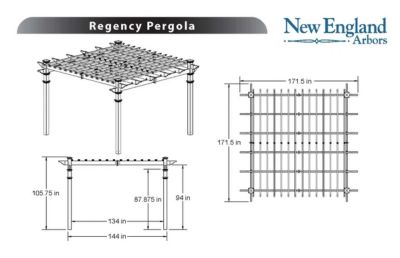 Image showing  12 ft. x 12 ft. Regency Backyard Pergola, White