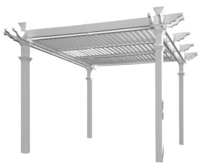 Image showing  120 in. L x 120 in. W x 104 in. H Vinyl Avalon Louvered Pergola, White