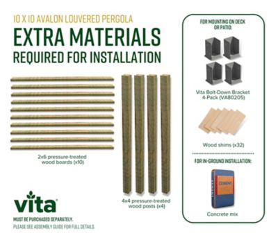 Image showing  120 in. L x 120 in. W x 104 in. H Vinyl Avalon Louvered Pergola, White