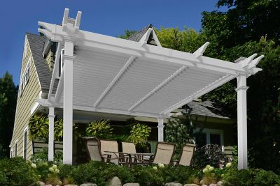 Vita 144 in. L x 144 in. W x 104 in. H Vinyl Camelot Louvered Pergola, White