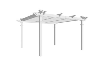 Image showing  144 in. L x 144 in. W x 104 in. H Vinyl Camelot Louvered Pergola, White
