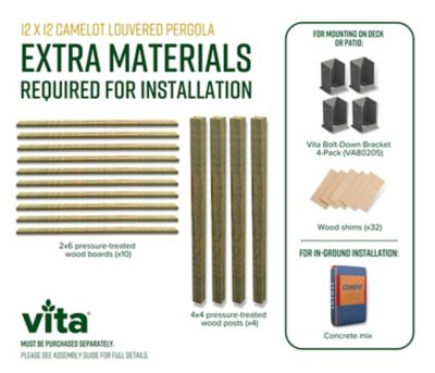 Image showing  144 in. L x 144 in. W x 104 in. H Vinyl Camelot Louvered Pergola, White