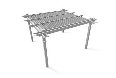 Image showing  144 in. L x 144 in. W x 104 in. H Vinyl Camelot Louvered Pergola, White