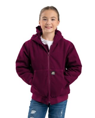 Berne Kid's Softstone Duck Quilt-Lined Insulated Hooded Jacket Durable, work jacket