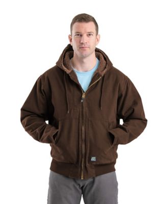 Berne Men's Flex 180 Washed Duck Arctic Sherpa-Lined Hooded Jacket, 12 oz. Fabric Size