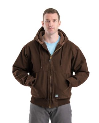 Berne Men's Flex 180 Washed Duck Arctic Sherpa-Lined Hooded Jacket