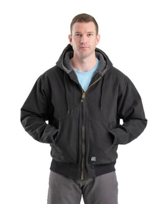 Berne Men's Flex 180 Washed Duck Arctic Sherpa-Lined Hooded Jacket