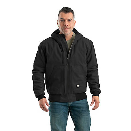 Berne Men's Sanded Duck Quilt-Lined Insulated Hooded Jacket, HJ61 at ...