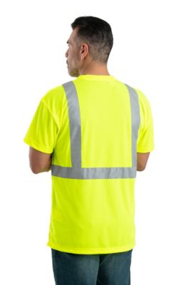 Image showing 1 th Berne Men's Hi-Vis Class 2 Performance Short-Sleeve Pocket Work T-Shirt
