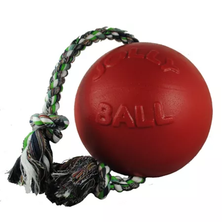 Jolly Pets - Romp-n-Roll Ball Dog Toys 8" Red Dog Rope & Tug Toys