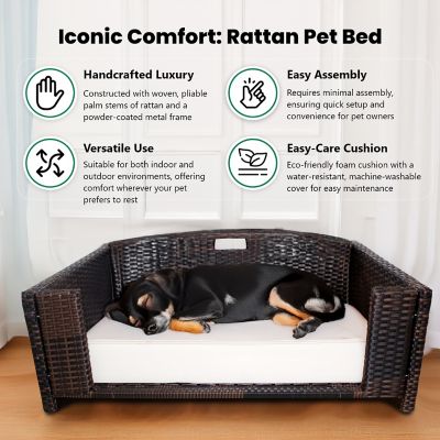 Image showing 5 th Iconic Pet Rattan Indoor/Outdoor Rectangular Pet Bed