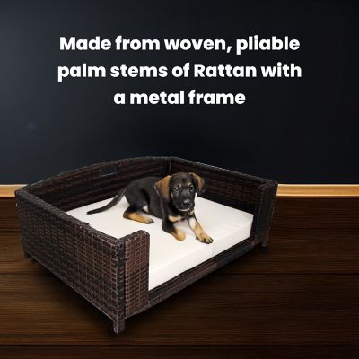 Image showing 6 th Iconic Pet Rattan Indoor/Outdoor Rectangular Pet Bed