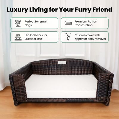 Image showing 7 th Iconic Pet Rattan Indoor/Outdoor Rectangular Pet Bed