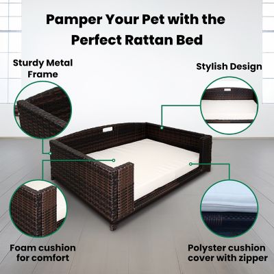 Image showing 8 th Iconic Pet Rattan Indoor/Outdoor Rectangular Pet Bed