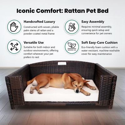 Image showing 9 th Iconic Pet Rattan Indoor/Outdoor Rectangular Pet Bed