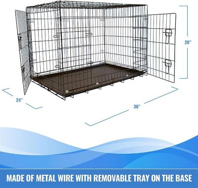 Image showing 7 th Iconic Pet 2-Door Metal Foldable Pet Training Crate with Divider