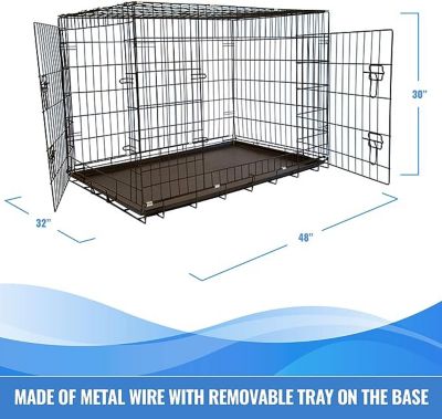 Image showing  2-Door Metal Foldable Pet Training Crate with Divider