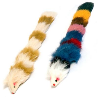 Iconic Pet Multi-Colored Fur Weasel Cat Toys, 2-Pack
