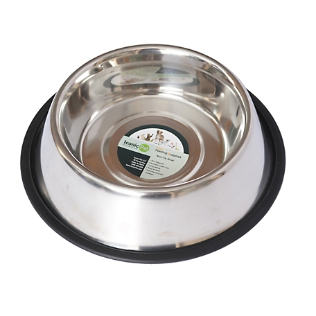 Iconic Pet Non-Skid Stainless Steel Pet Food Bowl, 1 Cup, 1-Pack
