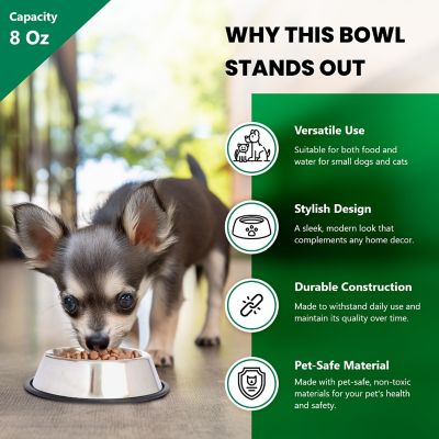Image showing  Non-Skid Stainless Steel Pet Food Bowl, 1 Cup, 1-Pack
