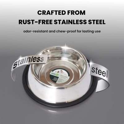 Image showing 5 th Iconic Pet Non-Skid Stainless Steel Pet Food Bowl, 1 Cup, 1-Pack