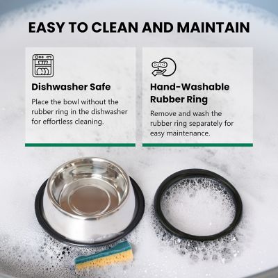 Image showing 7 th Iconic Pet Non-Skid Stainless Steel Pet Food Bowl, 1 Cup, 1-Pack