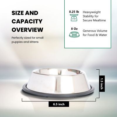 Image showing 8 th Iconic Pet Non-Skid Stainless Steel Pet Food Bowl, 1 Cup, 1-Pack