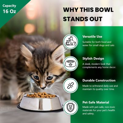 Image showing  Non-Skid Stainless Steel Pet Food Bowl, 2 Cups, 1 pk.