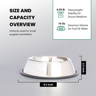 Image showing 8 th Iconic Pet Non-Skid Stainless Steel Pet Food Bowl, 2 Cups, 1 pk.